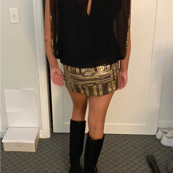 NWOT Moon Collection Live in California Black & Gold Mini Dress Sequins - Size M - Picture 5 of 7